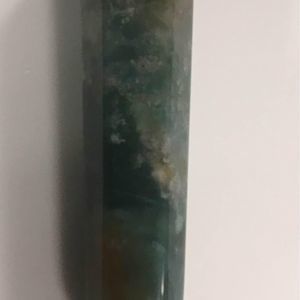 Green crystal stone pendant on black cord chain necklace